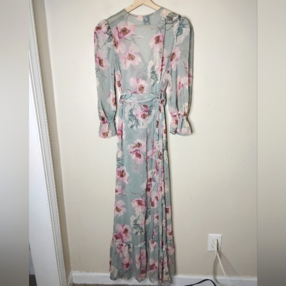 Express Sheer Floral Wrap Duster Maxi Kimono Size S/M Romantic Boho Layering - Picture 10 of 12